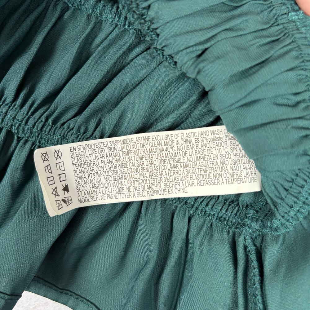 NWT Forever 21 Satin Tie Front Blouse Women's S Green Fairy Princess Cottagecore - Picture 9 of 9